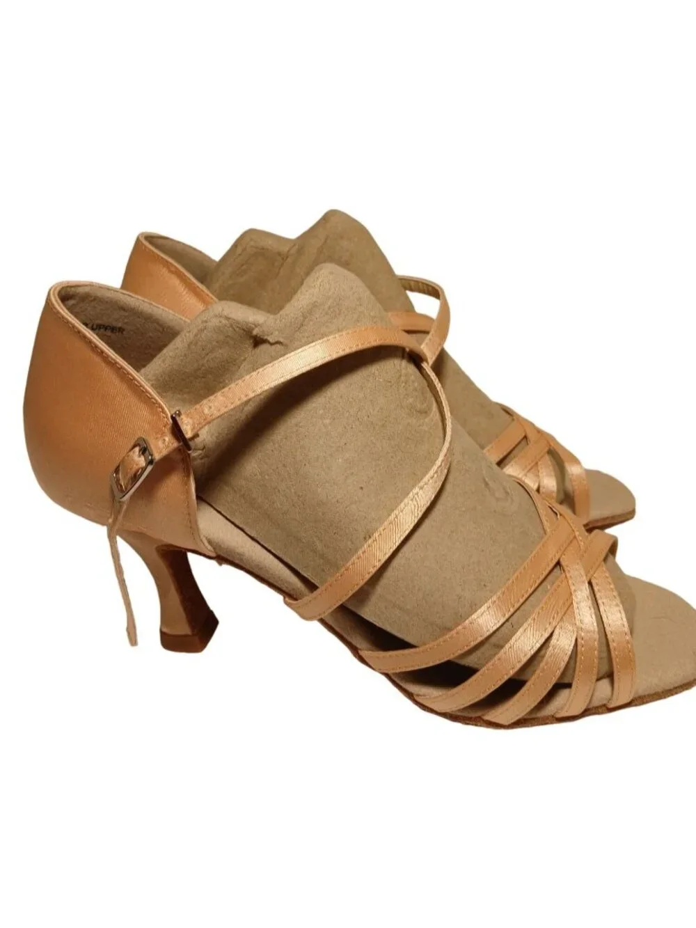 Capezio Julia Satin Strappy Ballroom Dance Heel Latin Shoes Open Toe Heels 8W - Picture 2 of 16